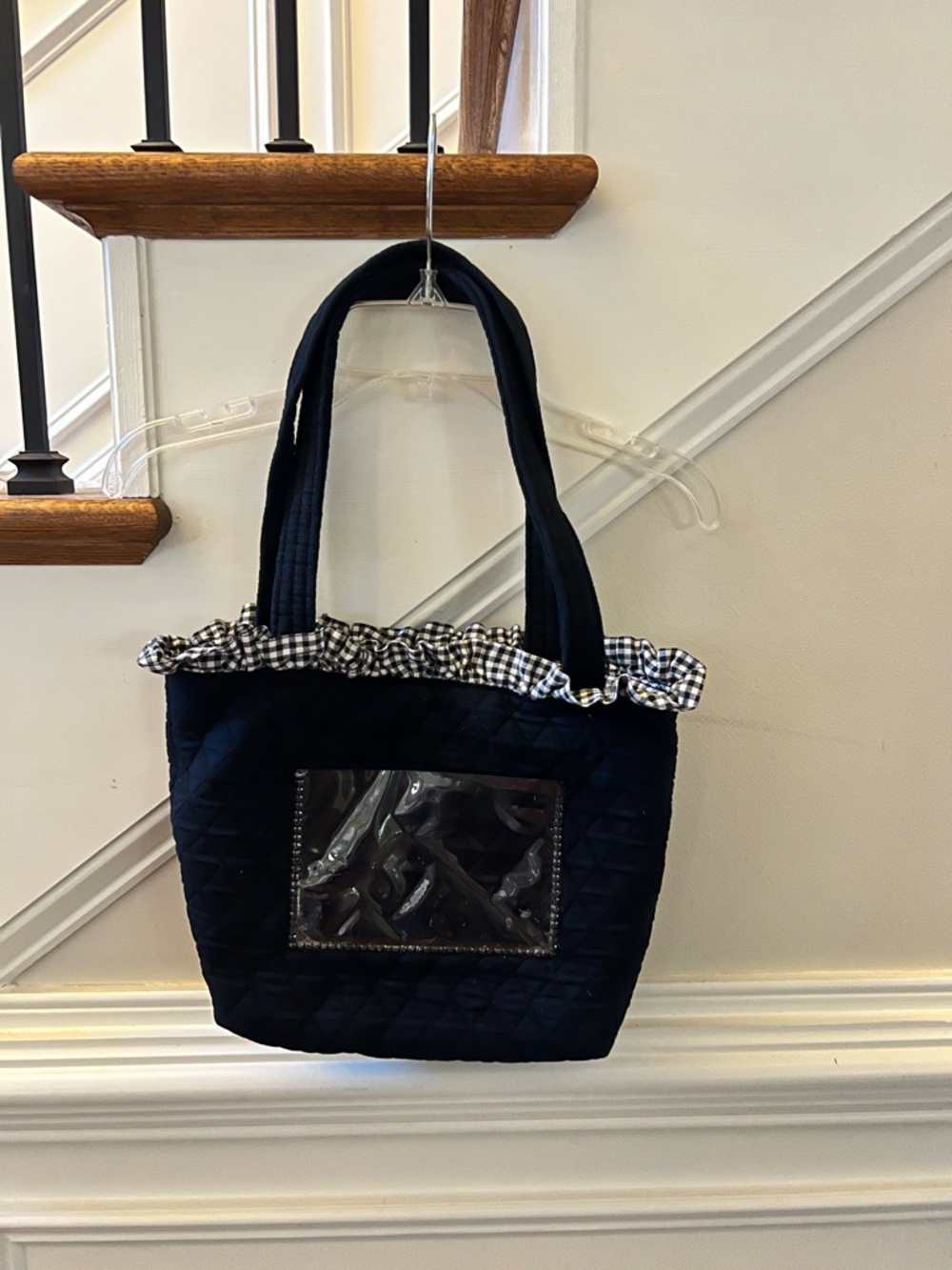 Black quilted purse/tote with clear photo holder